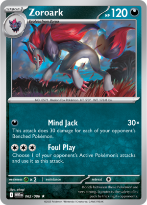 Pokémon TCG Zoroark – WHT 062/086 Rare Reverse Holofoil – EN