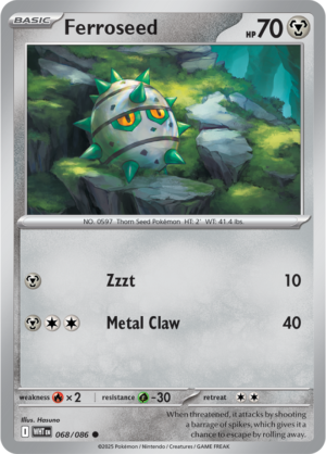 Pokémon TCG Ferroseed – WHT 068/086 Common Reverse Holofoil – EN