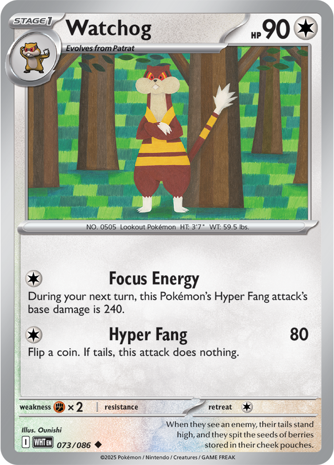 Pokémon TCG Watchog – WHT 073/086 Uncommon Reverse Holofoil – EN