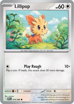 Pokémon TCG Lillipup – WHT 074/086 Common Reverse Holofoil – EN