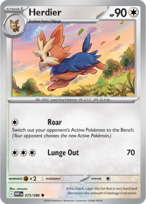 Pokémon TCG Herdier – WHT 075/086 Common Reverse Holofoil – EN