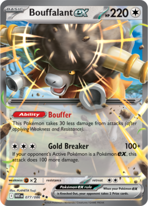 Pokémon TCG Bouffalant ex – WHT 077/086 Double Rare Holo – EN