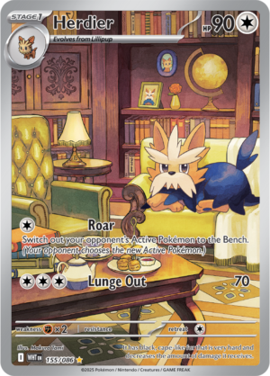 Pokémon TCG Herdier – WHT 155/086 Illustration Rare Holo – EN